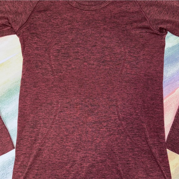 LULULEMON Swiftly Tech Long Sleeve Crew Star Ruby/Black Red Women’s Size 8 - Picture 4 of 9